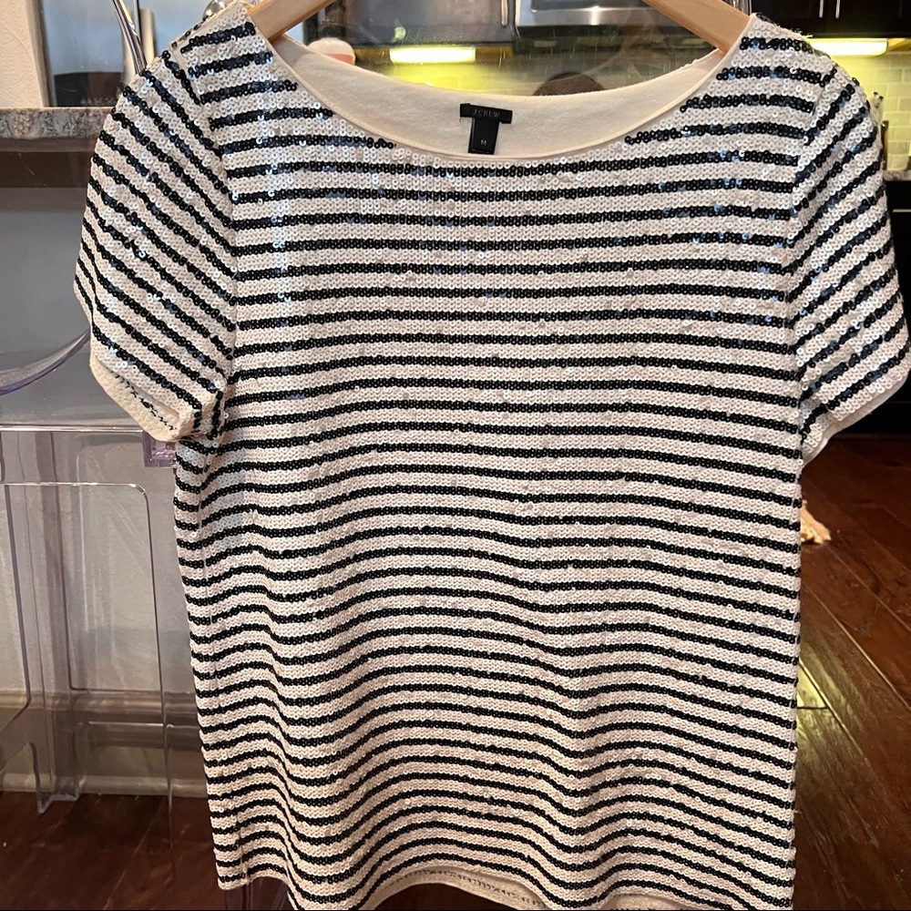 JCrew Stripe Sequin Top